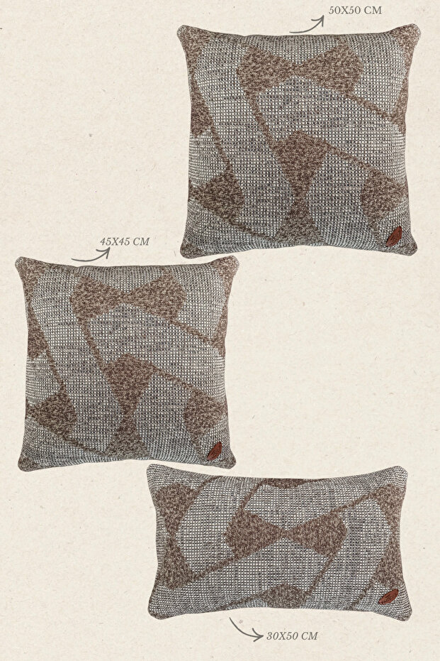 Brown Patterned Stuffed Throw Pillow -Rhea-