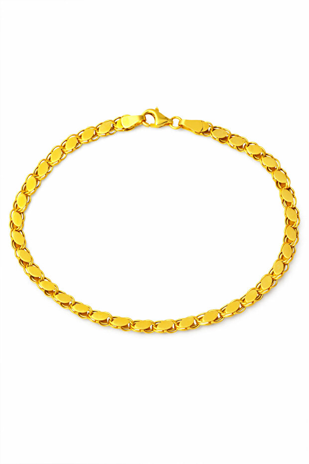 14 Ayar Altın Orta Kalın Pullu Halep Bileklik - 3