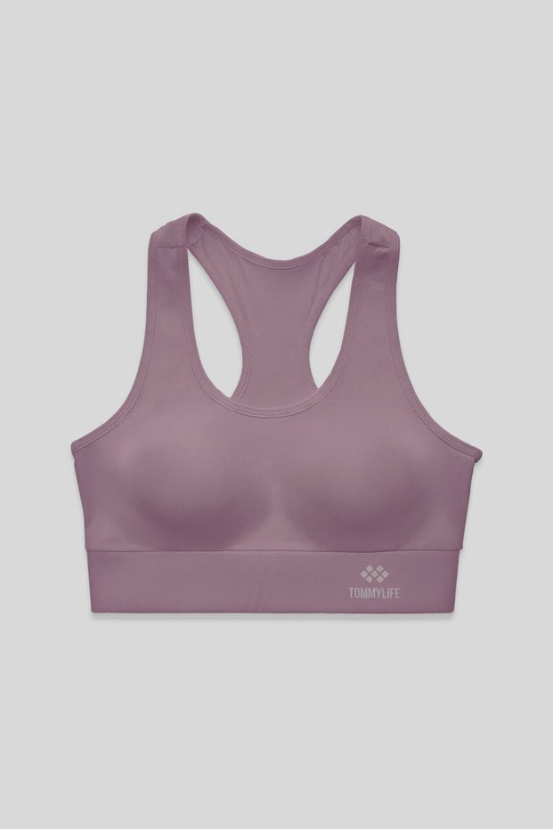 Dusty Rose Back Detailed Narrow Mold U-Neck Women's Sports Bustier - 97120