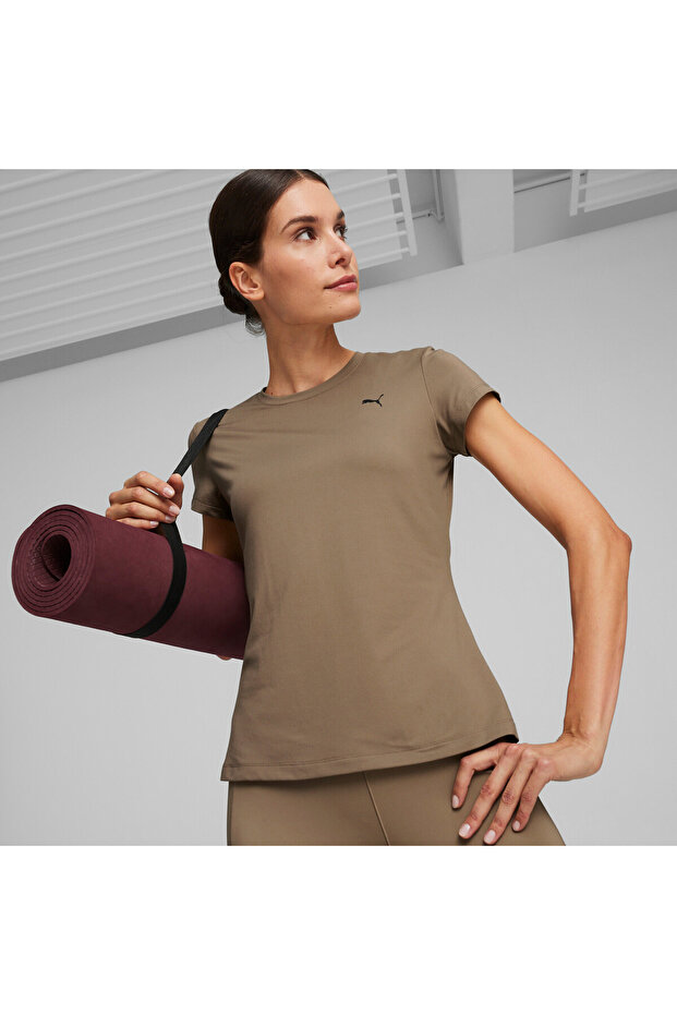 Womens Studio Sheer Fashion Training T-shirt - Brown