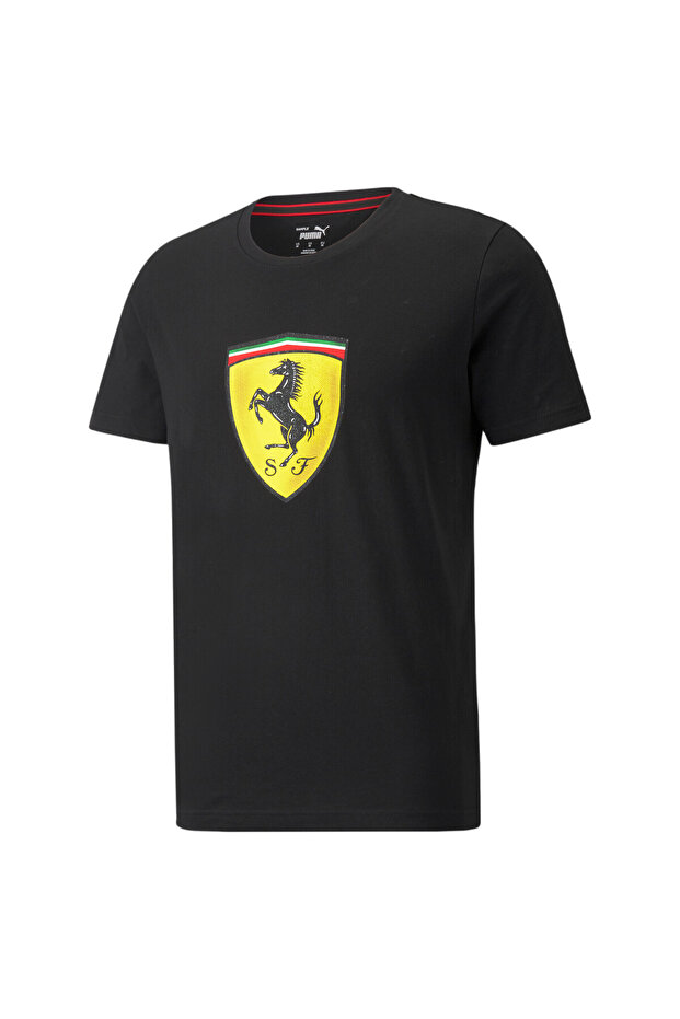 Mens Scuderia Ferrari Race Bold Colour Shield T-Shirt - Black