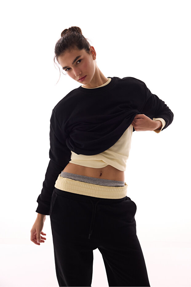 Siyah Oversize Active Sweatshirt - 2