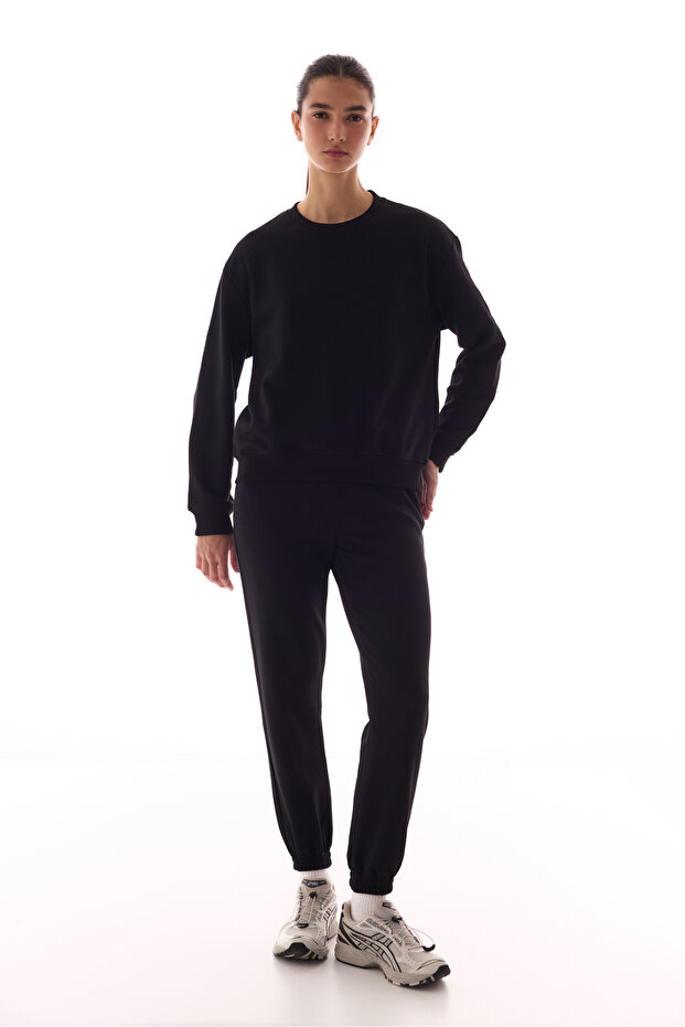 Siyah Oversize Active Sweatshirt - 6