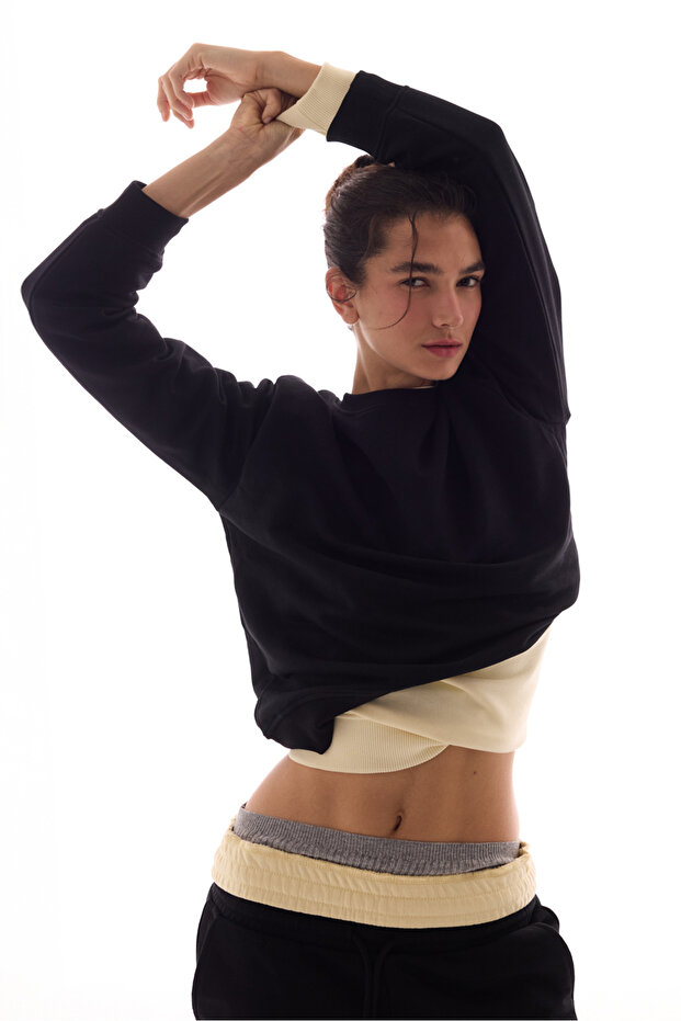 Siyah Oversize Active Sweatshirt - 3