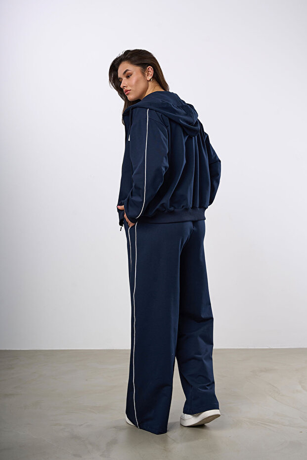 3lü Kapşonlu Eşofman Takım - Lacivert - 7