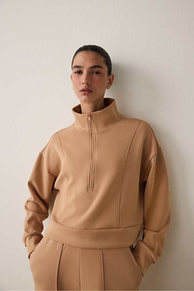 Silky Feel Half Zip Sweatshirt - 2