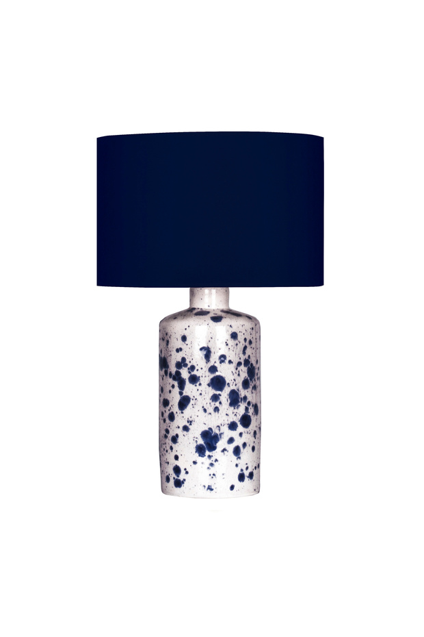 Navy Blue/White Color Polka Ceramic Lampshade - Navy Blue Headboard