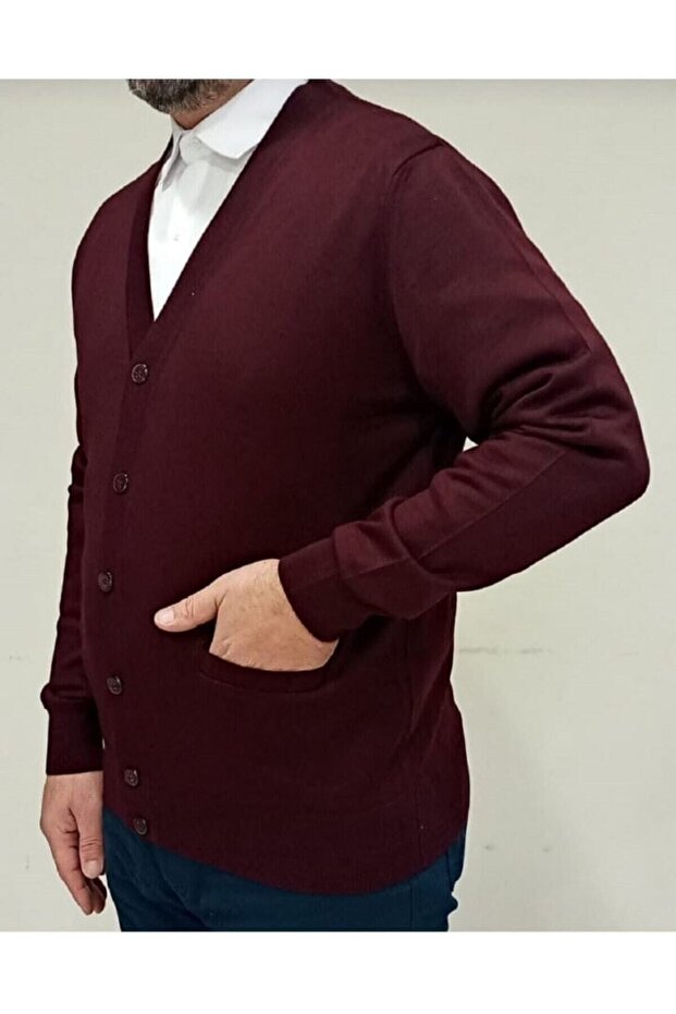 سترة تريكو رجالية رفيعة من الصوف بأزرار - 4