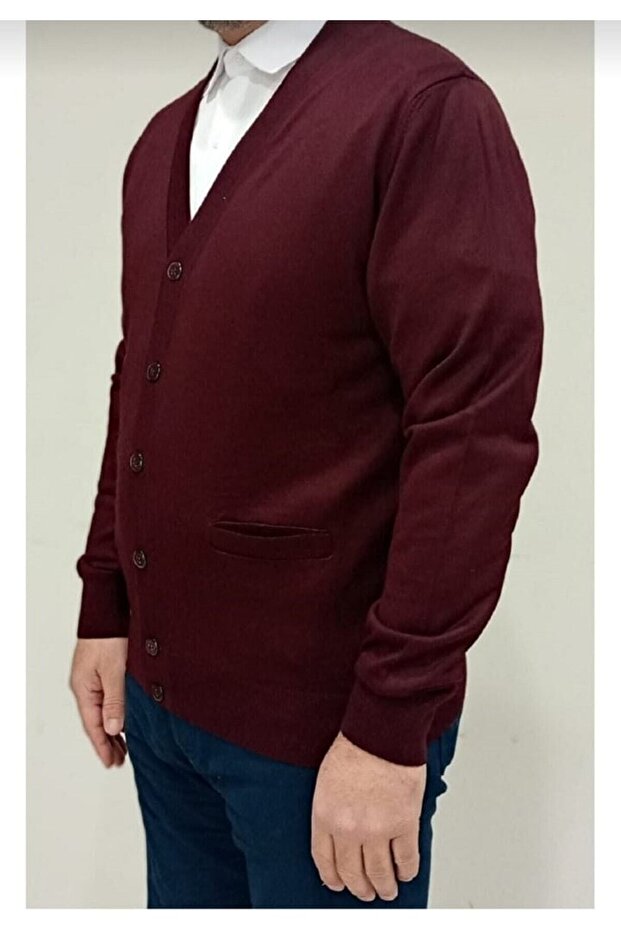 سترة تريكو رجالية رفيعة من الصوف بأزرار - 3