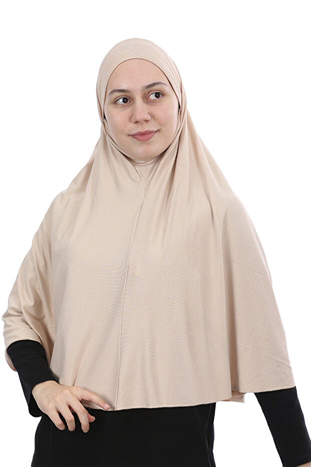 Ready-made Turban Veil Practical Scarf Hijab with Hijab Wedding - Prayer Cover Souffle (3XL) - Sand Beige