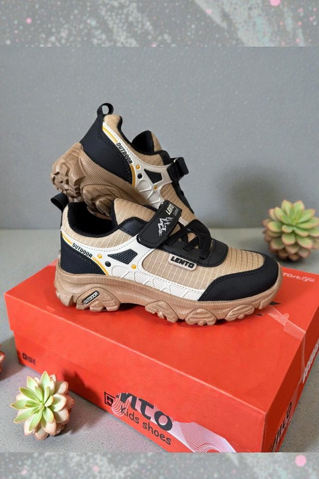 Children's Unisex Microlight Sole Water Repellent Fabric Velcro Trekking Shoes Lentooutdoor
