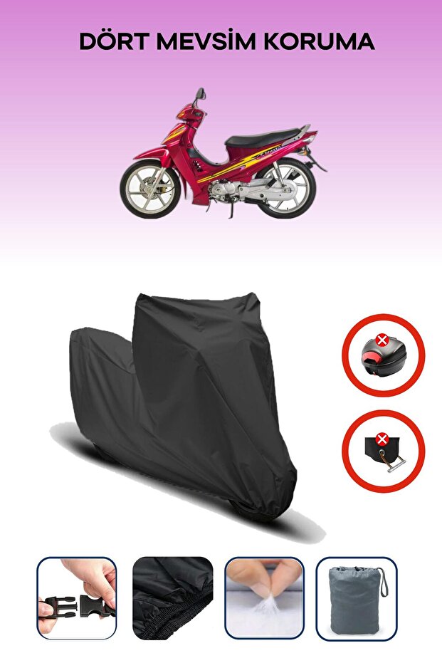 Black Rear Bag Lock Incompatible Kanuni Elite 110 Compatible Motorcycle Tarpaulin, 4 Seasons