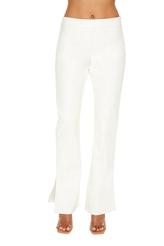 Suni Deri Flare Pantolon - 8