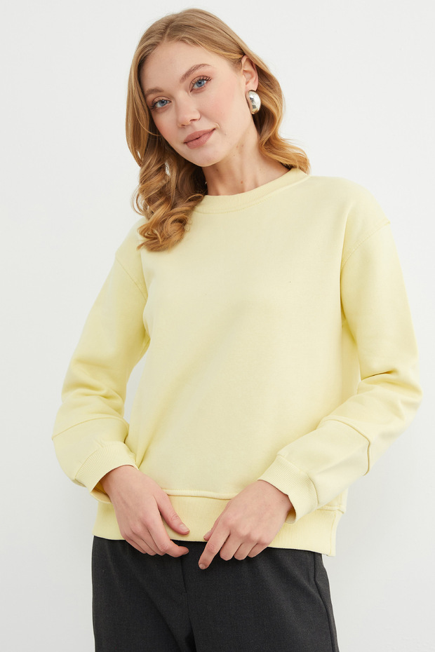 3 İplik Basic Bisiklet Yaka Sweatshirt - 1