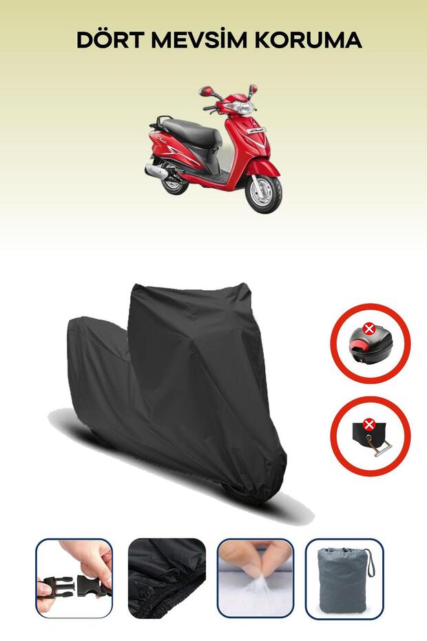 Black Rear Bag Lock Incompatible with Hero Duet 110I Compatible Motorcycle Tarpaulin, 4 Seasons