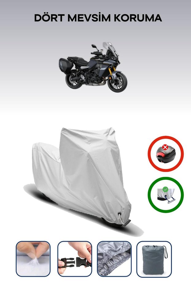 Gray Lock Compatible Yamaha Tracer 9 Gt+ Compatible Motorcycle Tarpaulin Waterproof