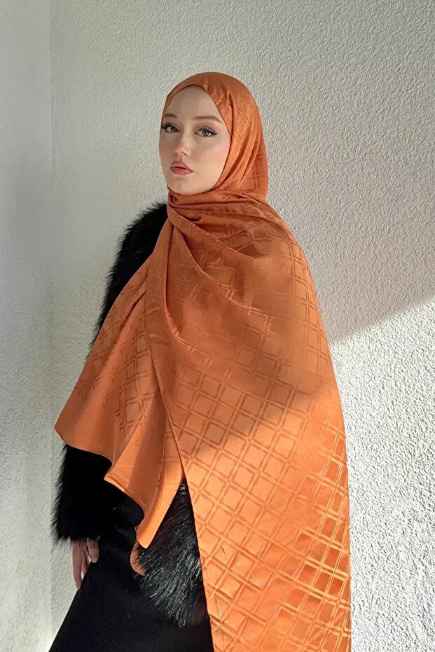 نمط إطار شال نايا جاكار - برتقالي