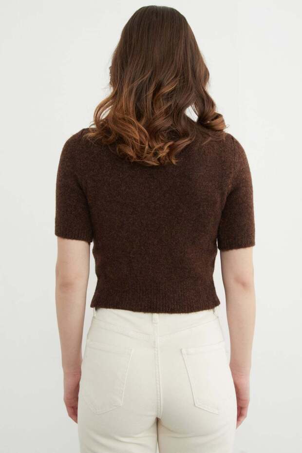 Basic Bisiklet Yaka Kısa Kol Triko Kazak - 6