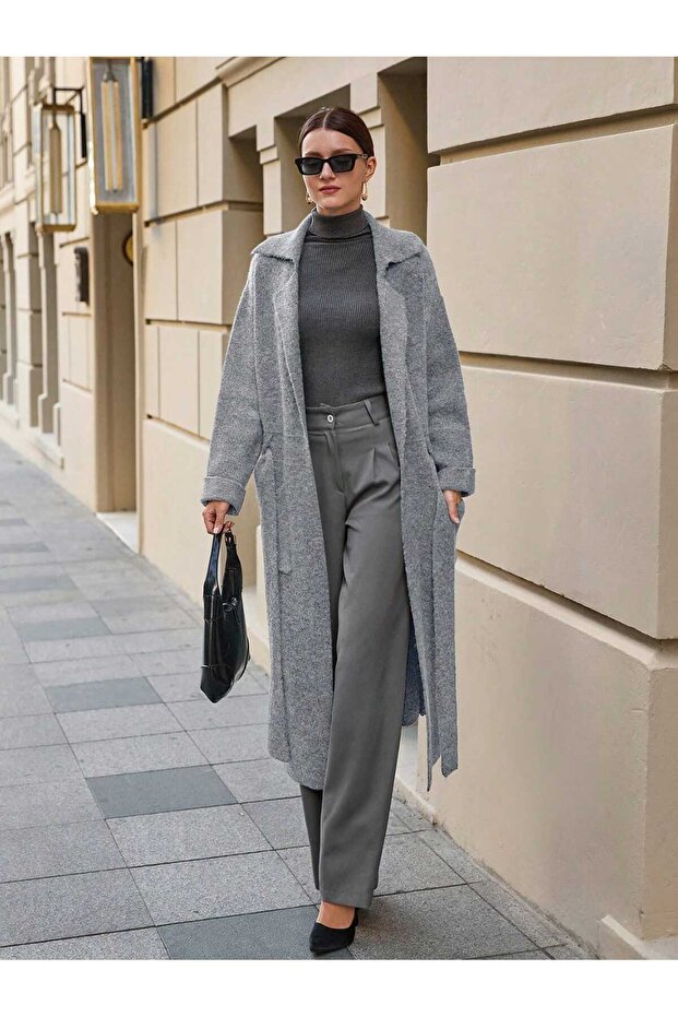 Kemerli Triko Palto - 7