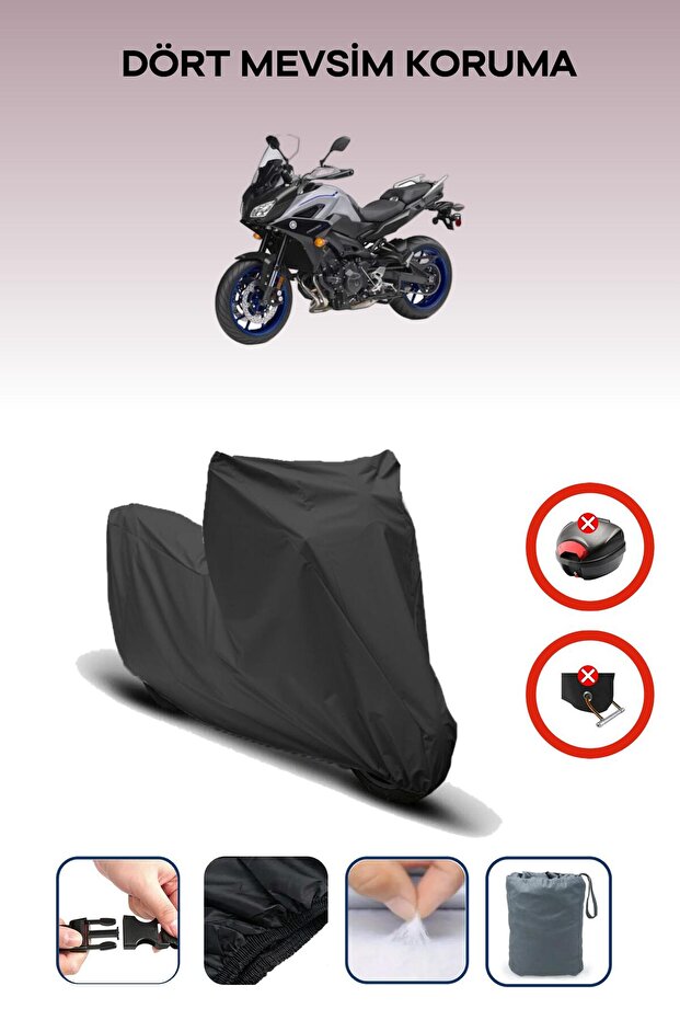 Black Yamaha Tracer 900 Gt Motorcycle Tarpaulin Rear Bag Compatible