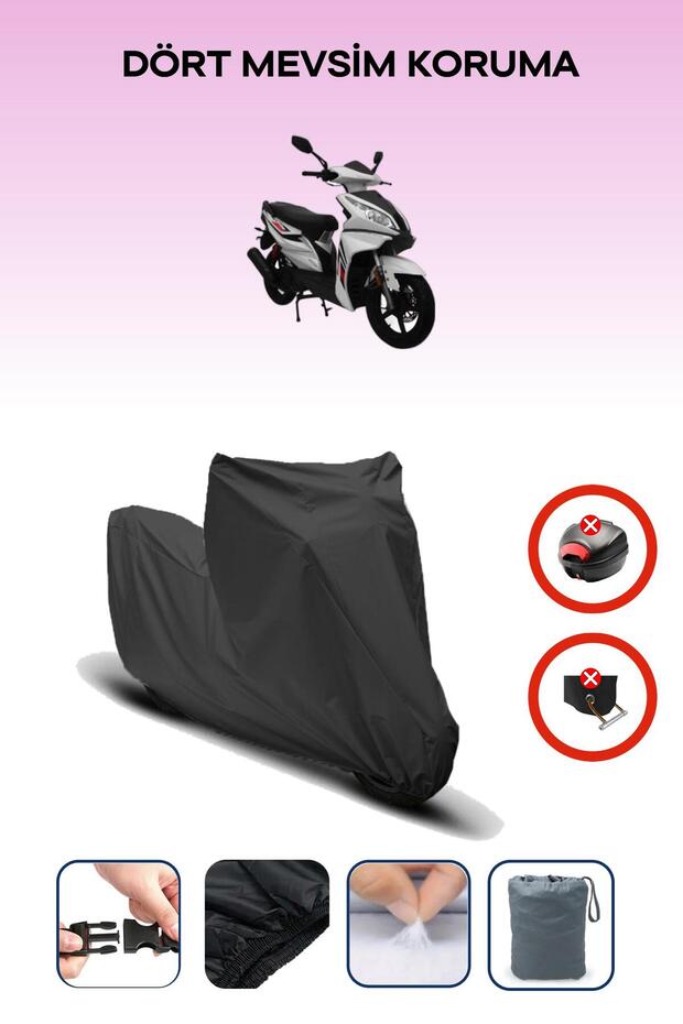 Black Rear Bag Lock Incompatible Mondial 100 Ardour Compatible Motorcycle Tarpaulin, 4 Seasons