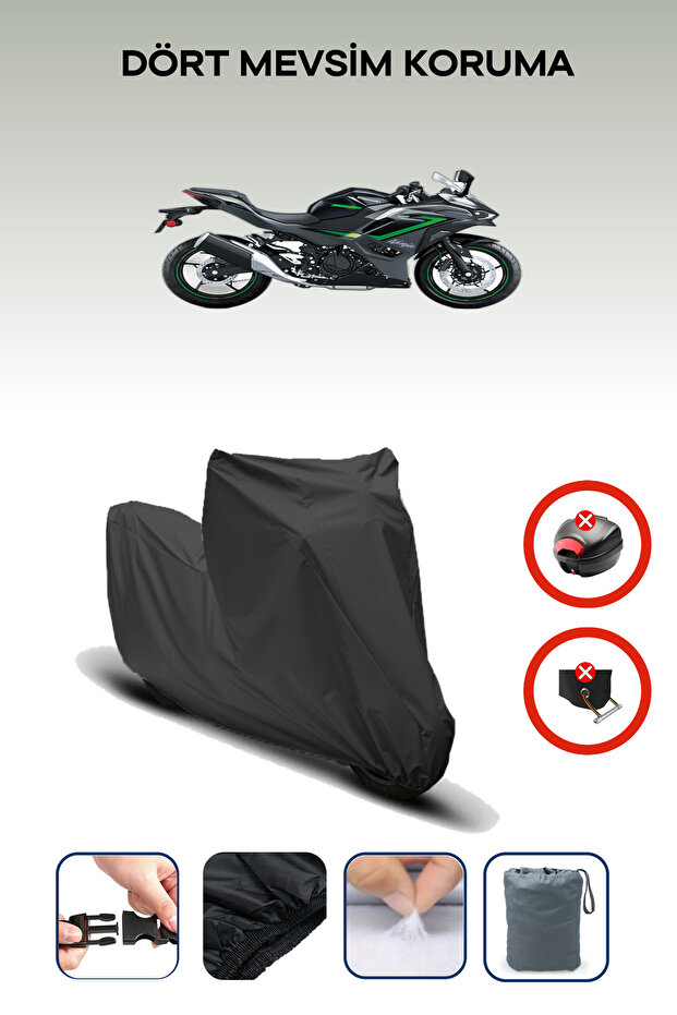 Black Rear Bag Lock Incompatible with Kawasaki Ninja 500 Compatible Motorcycle Tarpaulin, 4 Seasons
