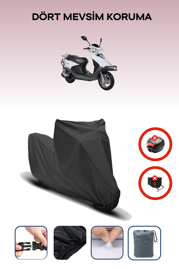 Black Rear Bag Lock Incompatible Kuba Xf 110 Compatible Motorcycle Tarpaulin, 4 Seasons