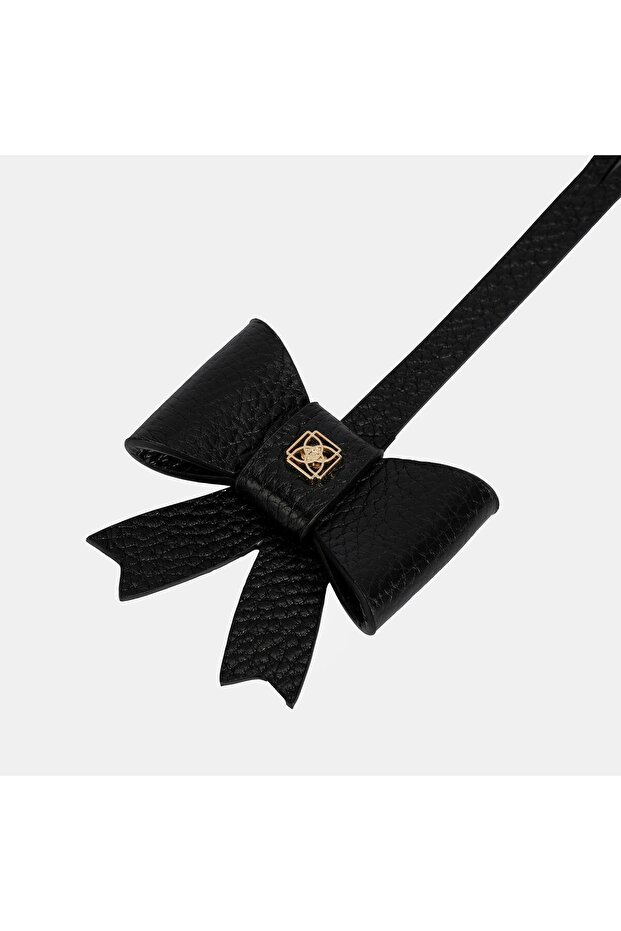 Black Bow Figured Leather Charm - 2