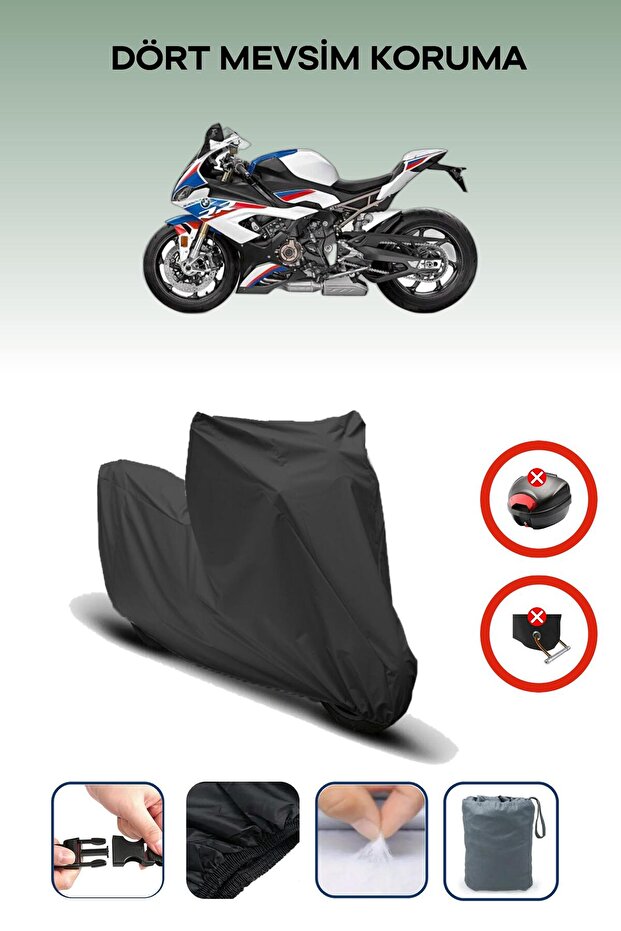 Black Rear Bag Lock Incompatible Bmw S 1000 Rr Race Compatible Motorcycle Tarpaulin, 4 Seasons