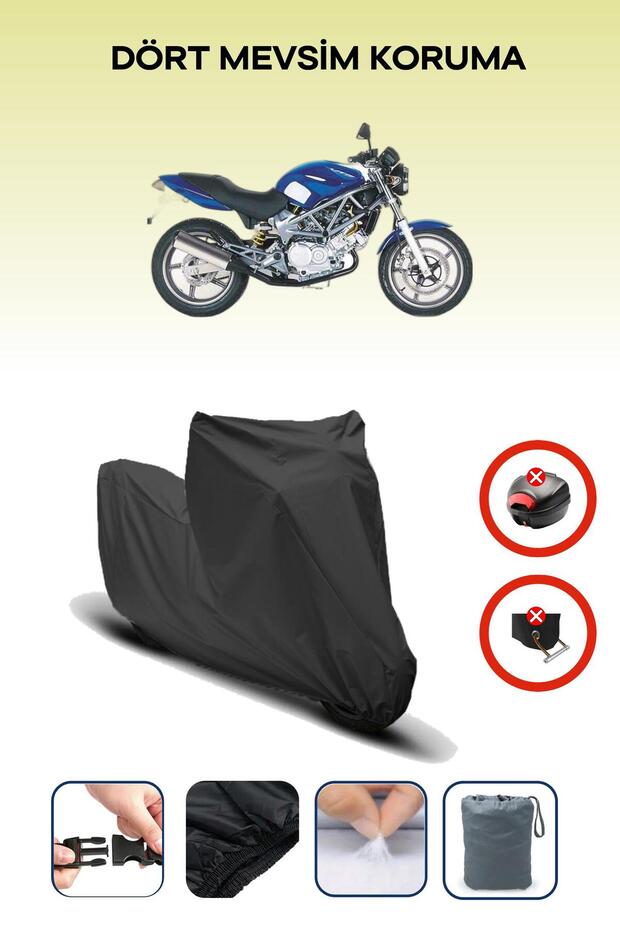Black Rear Bag Lock Incompatible Honda Vtr 250 Compatible Motorcycle Tarpaulin, 4 Seasons