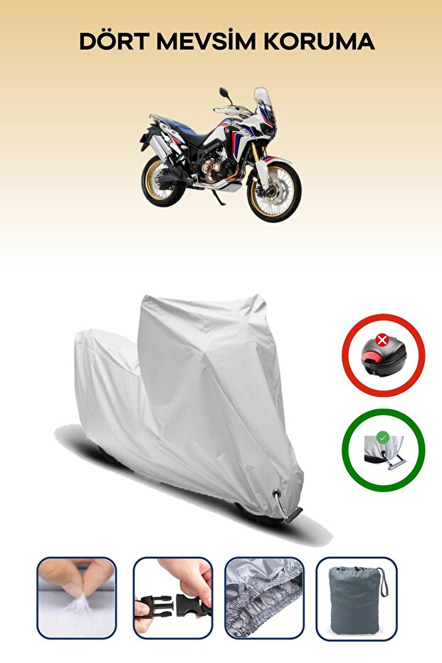 Grey Lock Compatible Honda Crf1000L Africa Twin Compatible Motorcycle Tarpaulin Waterproof