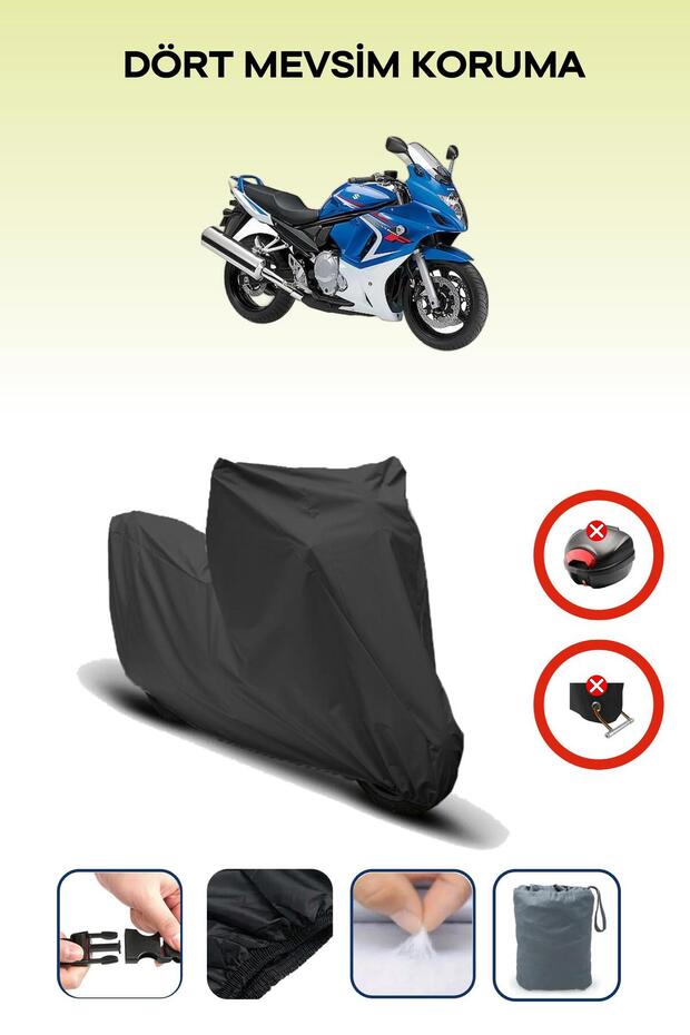 Black Rear Bag Lock Incompatible Suzuki Gsx 650 F Compatible Motorcycle Tarpaulin, 4 Seasons