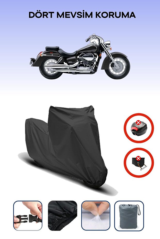 Black Rear Bag Lock Incompatible Honda Vt 750 C Shadow Compatible Motorcycle Canvas, 4Seasons