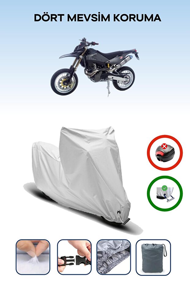 Gray Lock Compatible Husqvarna Sm 610 Compatible Motorcycle Tarpaulin Waterproof