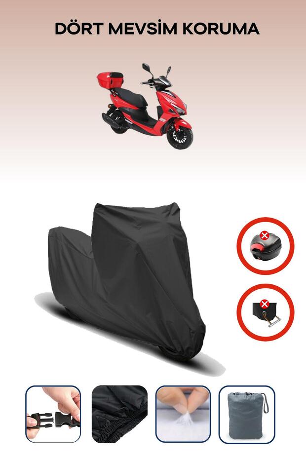 Black Rear Bag Lock Incompatible Kuba Pesaro 125 X Compatible Motorcycle Tarpaulin, 4 Seasons