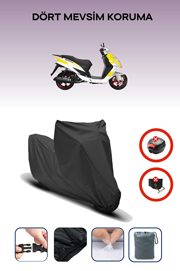 Black Rear Bag Lock Incompatible Yuki Yb 100 Jumbo Compatible Motorcycle Tarpaulin, 4 Seasons