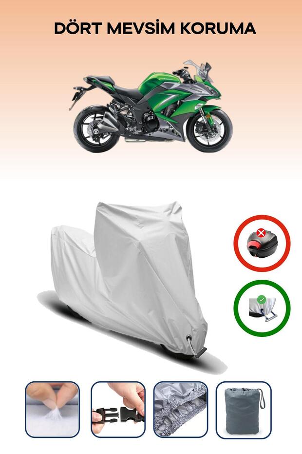 Grey Lock Compatible Kawasaki Z 1000 Sx Compatible Motorcycle Tarpaulin Waterproof