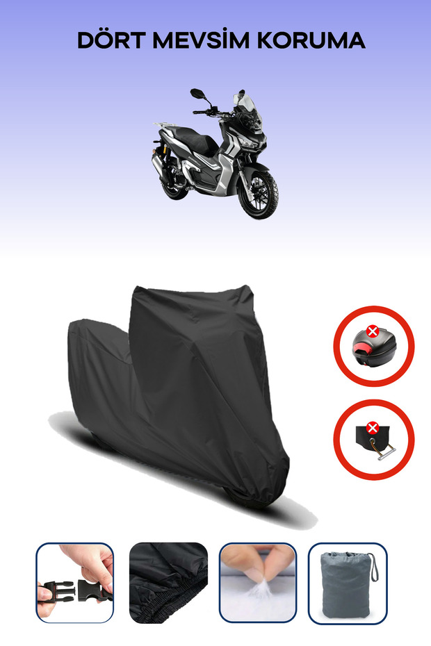 Black Rear Bag Lock Incompatible Kuba Rubano 150 Compatible Motorcycle Tarpaulin, 4 Seasons