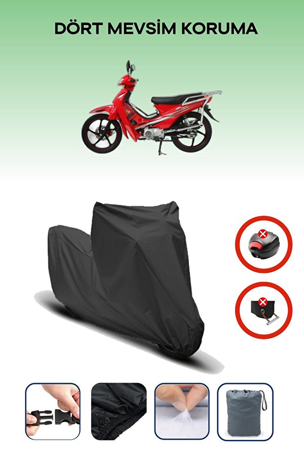 Black Rear Bag Lock Incompatible Mondial 100 Mfh Compatible Motorcycle Tarpaulin, 4 Seasons