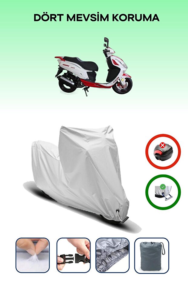 Gray Lock Compatible Arora Ar 150 T8-H Joker Compatible Motorcycle Tarpaulin Waterproof