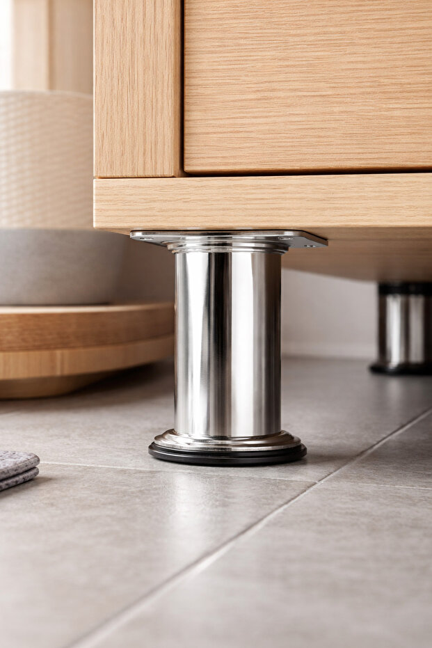 4-Piece Chrome Furniture Leg – 10 cm Height-5.2 cm Width, Cabinet & Coffee Table Leg