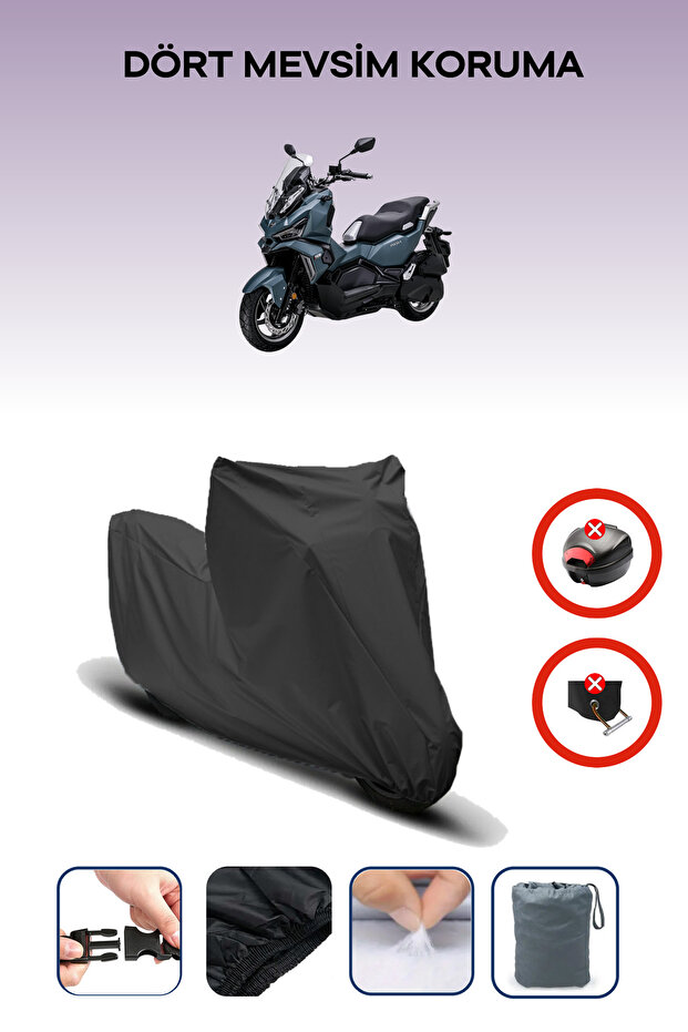 Black Rear Bag Lock Incompatible Sym Adx 125 Compatible Motorcycle Tarpaulin, 4 Seasons