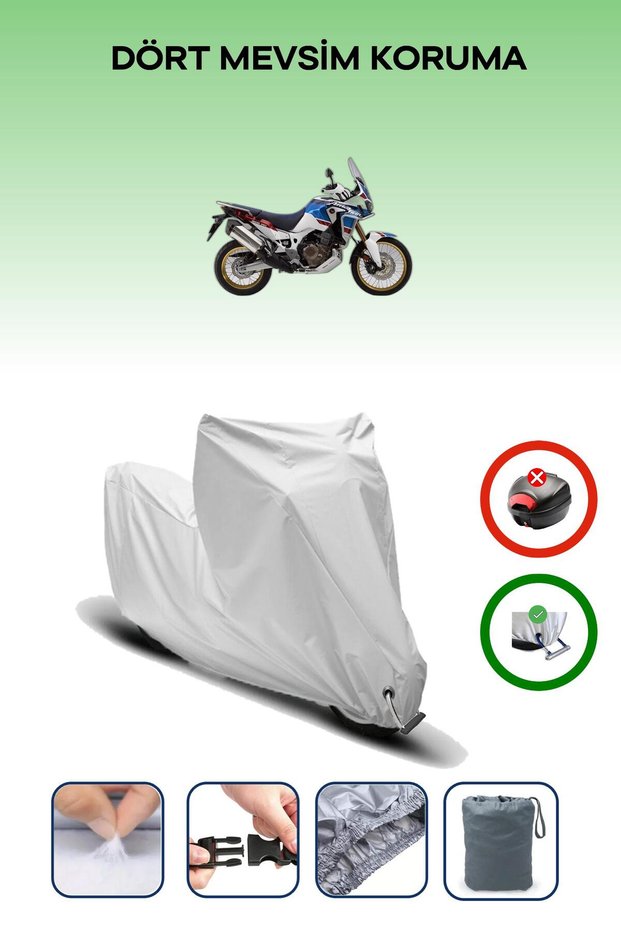 Grey Lock Compatible Honda Crf1000L Africa Twin Adventure Sports Dct Compatible Motorcycle Tarpaulin Waterproof
