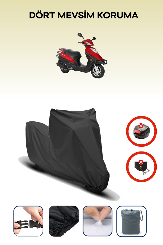 Black Rear Bag Lock Incompatible Kuba Newton 50 Compatible Motorcycle Tarpaulin, 4 Seasons