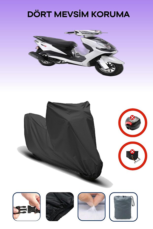 Black Rear Bag Lock Incompatible Rks Pesaro 125 Compatible Motorcycle Tarpaulin, 4 Seasons