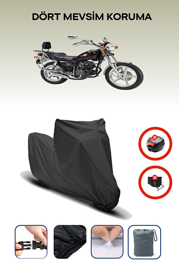 Black Rear Bag Lock Incompatible with Kanuni Seyhan 250 Compatible Motorcycle Tarpaulin, 4 Seasons