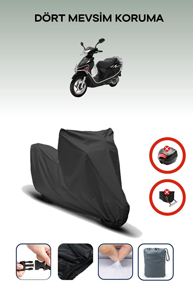 Black Rear Bag Lock Incompatible Kuba Matrix 125 Compatible Motorcycle Tarpaulin, 4 Seasons