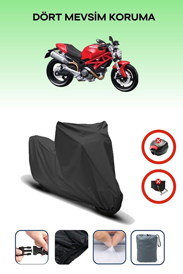 Black Rear Bag Lock Incompatible Ducati Monster 696 Compatible Motorcycle Tarpaulin, 4 Seasons