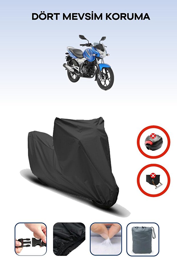 Black Rear Bag Lock Incompatible Bajaj Discover 150 S Compatible Motorcycle Tarpaulin, 4 Seasons