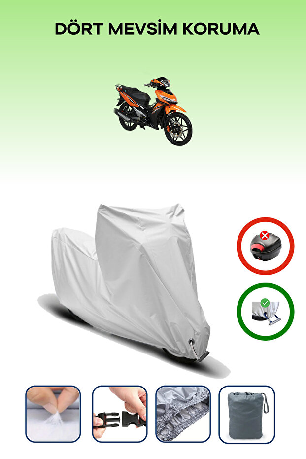 غطاء دراجة نارية متوافق مع RKS Easy Pro 50 متوافق مع اللون الرمادي مقاوم للماء